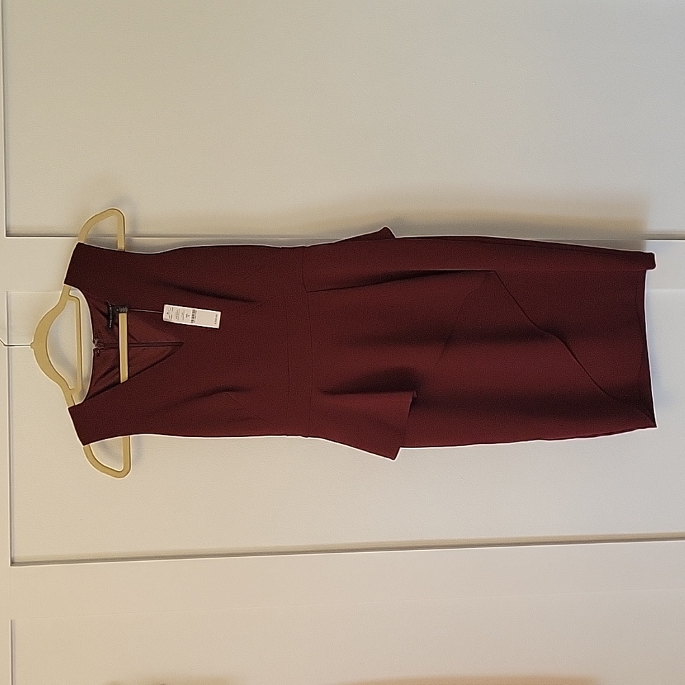 White House Black Market Burgundy Asymmetrical Peplum Dress